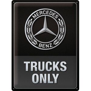Nostalgic-Art Metalen Retro Bord, Daimler Truck – Trucks Only – Geschenkidee voor autoliefhebbers, van metaal, Vintage ontwerp voor deco, 30 x 40 cm