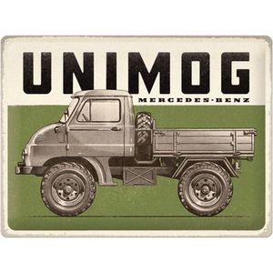 Nostalgic-Art Metalen Retro Bord, Daimler Truck – Unimog – Geschenkidee voor autoliefhebbers, van metaal, Vintage ontwerp voor deco, 30 x 40 cm