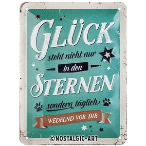 Nostalgic-Art Metalen Retro Bord, Glück in den Sternen – Geschenkidee voor hondenbezitters, van metaal, Vintage ontwerp voor deco, 15 x 20 cm