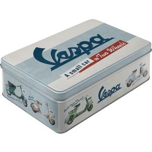 Nostalgic-Art Vespa Retro platte doos, model chart, cadeau-idee voor scooterfans, container met deksel, vintage design, 2,5 liter