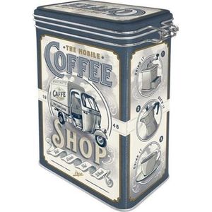 KC Kitchen & Co. Koffieblik luchtdicht voor 1 kg koffiebonen met vacuümdeksel, voor koffie, thee, roestvrijstalen bewaarblik, met aromasluiting, voorraadblik voor 1000 g koffie, zilverkleurig (2800
