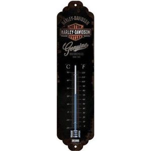 Nostalgic Art Binnen/buiten thermometer - Harley-davidson - Zwart - metaal - 28 x 6.5 cm - Buitenthermometers