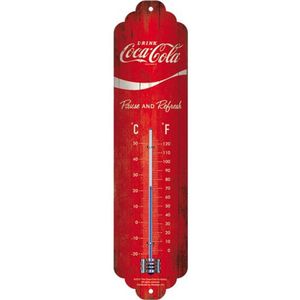 Nostalgic-Art Coca-Cola Retro thermometer 7 x 28 cm, Red Wave logo, cadeau-idee voor vintage metalen cola-fans