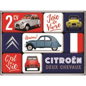 Citroën 2CV Cést La Vie. Koelkastmagneten set A 9 St.