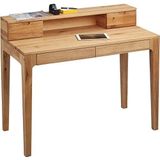 HomeTrends4You 612522 bureau/secretaire/consoletafel Oskar, echt hout wild eiken massief geolied, met laden en opzetstuk, 110x55cm, totale hoogte 96cm, hoogte tafelblad 76cm