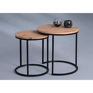 HomeTrends4You Denver salontafel van hout, bruin, H 1 = 47 cm, D 1 = 40 cm, H 2 = 52 cm, D 2 = 50 cm