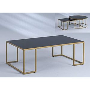HomeTrends4You Matteo 2 salontafel, glas, goud/zwart, 102 x 36 x 61 cm