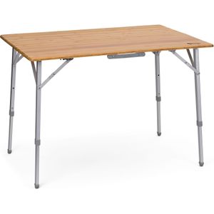 BERGER Opvouwbare Tafel - Campingtafel Bamboe Inklapbaar Tuintafel - Verstelbare Hoogte 100 x 72 cm - Balkon Festival Outdoor