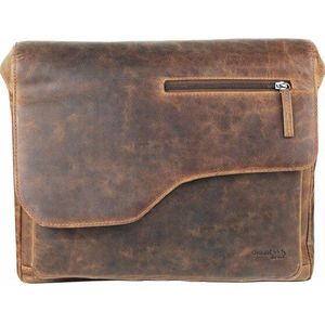 Greenland Nature Montana Messenger Leer 40 cm Laptopcompartiment  bruin