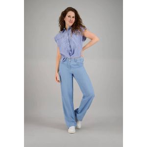 gardeur wide leg regular waist broek light blue denim