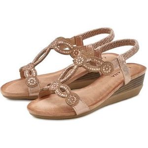 LASCANA Sandalette "Sommerschuh", mit Schmucksteinen, Glitzer, elastische Riemen, Sandale,Sommerschuh