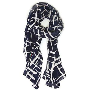 Italiaanse Japanse sjaal in maritieme look, donkerblauw en wit, 190 cm x 55 cm, Blauw