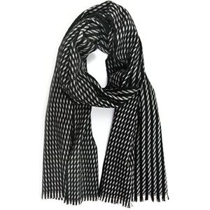 collezione alessandro Italiaanse sjaal Lia met pied-de-poule look 60cm x 180cm, zwart, Eén Maat