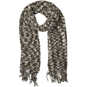 collezione alessandro Lanea sjaal met franjes, grof gebreid, 34 cm x 200 cm, Khaki (stad)