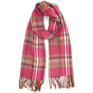 collezione alessandro Cathleen Italiaanse sjaal, knuffelzacht met ruitpatroon, 200 cm x 40 cm, roze, Eén Maat