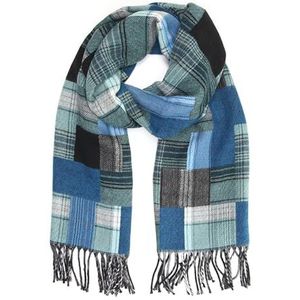 collezione alessandro Italiaanse sjaal Claire in leuke kleurencombinaties 200 cm x 40 cm, blauw, Eén Maat