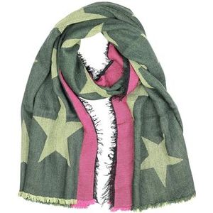 collezione alessandro Wintersjaal sterren wollen sjaal, Made in Italy 180 cm x 70 cm, groen, Eén Maat