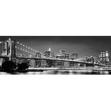 Komar Fotobehang NEW YORK BROOKLYN BRIDGE | 368 x 127 cm | behang, muur, decoratie, wandbedekking, wanddecoratie, skyline, zwart-wit, brug | 4-320