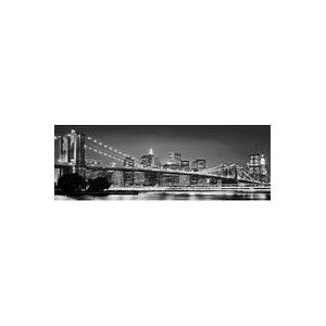 Komar Fotobehang NEW YORK BROOKLYN BRIDGE | 368 x 127 cm | behang, muur, decoratie, wandbedekking, wanddecoratie, skyline, zwart-wit, brug | 4-320