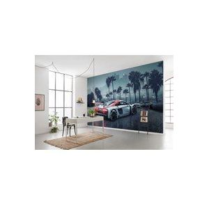 Papier fotobehang - Audi R8 L.A. - afmetingen 368 x 254 cm - auto, racewagen, behang, werkplaats