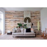 Komar Fotobehang | WHITEWASHED WOOD | 368 x 254 cm | behang, houtwand, houtlook, planken | 8-920