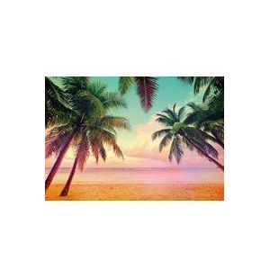 Komar - fotobehang MIAMI - 368 x 254 cm - behang, wand, decoratie, wandbedekking wandschildering, wanddecoratie, beach, zon, strand, zee, vakantie, palmen, zonsondergang - 8-967