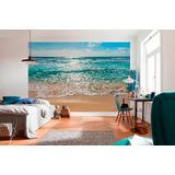 Komar - fotobehang SEASIDE - 368 x 254 cm - behang, muurdecoratie, wandbehang, zee, strand, golven, zandstrand, zeeroodjes - 8-983