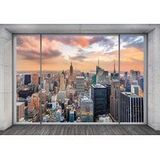 Komar Fleece Muurafbeelding - NYC Outlook - Grootte 368 x 248 cm, 4 delen inclusief lijm - behang, woonkamer, slaapkamer