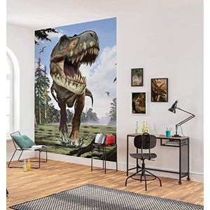 Dino komar fleece fotobehang - Tyrannosaurus Rex - afmetingen: 184 x 248 cm (breedte x hoogte) - dinosaurus, dino, jurrasic, kinderbehang, kinderkamer, behang - XXL2-532