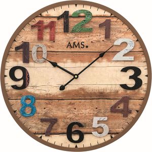 Geevon Retro wandklok, geruisloos, niet tikkend, rond, vintage, kwarts, decoratieve
