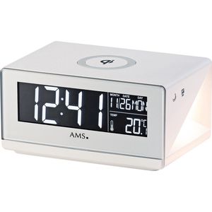 AMS T1300 - Wekker - Digitaal - Tafelklok - Nachtlamp - Smart-telefoon oplader - Stil uurwerk - Wit