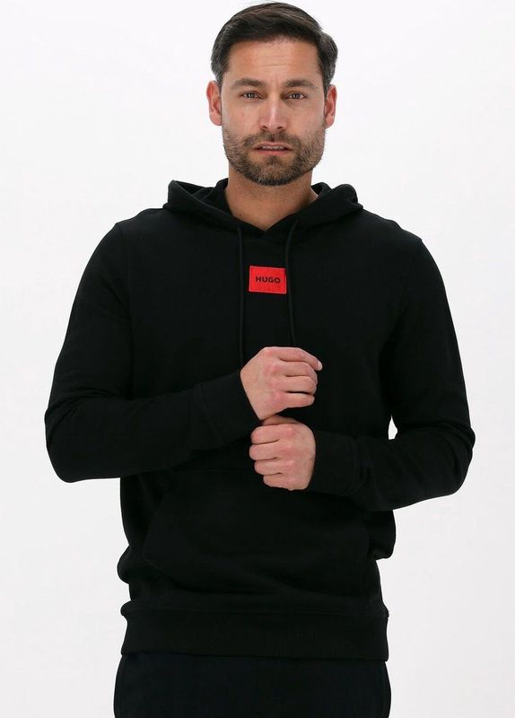 HUGO - Regular-Fit Hoodie - Katoen - Rood - Met Kangoeroezak