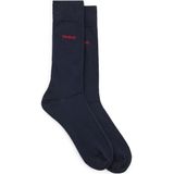 HUGO - Regular Socks - Uni - Donkerblauw - Katoenmix - Set van 2 Paar