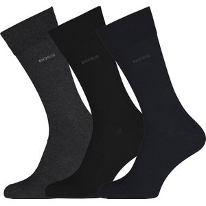 BOSS - Herensokken - Zwart Blauw Antraciet - Katoenmix - 3-Pack