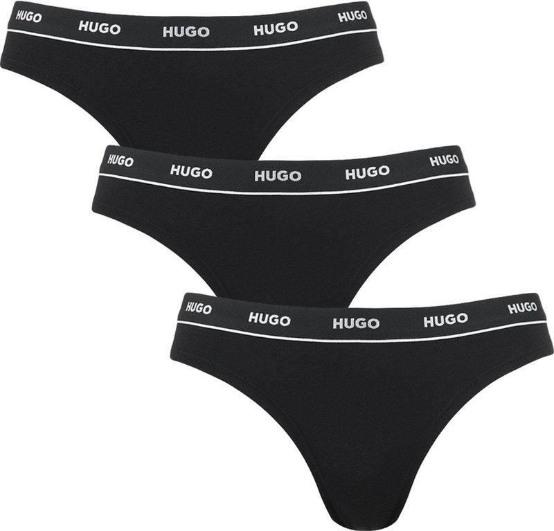 Hugo Boss - Elastische Katoenen String Pack - Ondergoed - Zwart - Set van drie