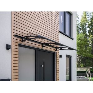 Schulte deurluifel gebogen afdak Style-Plus - 200x90cm - helder polycarbonaat - RVS V2A antraciet