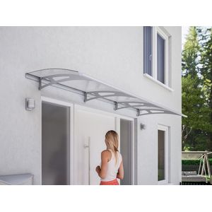 Schulte deurluifel - afdak - 240x90x17 cm - helder polycarbonaat - antraciet - RVS-V2A