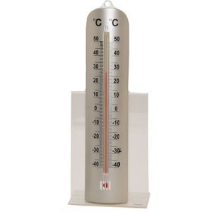 Binnen/buiten thermometer RVS look 26 x 6 cm - Binnen/buitenthermometers
