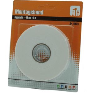 Dubbelzijdig montagetape op rol voor spiegels en tegels 18 mm x 5 m - Spiegels ophangen/monteren