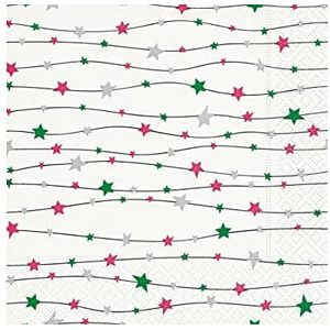 Papieren servetten Stars in lines, roze, 33 x 33 cm, 20U.
