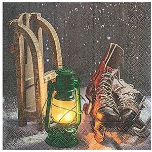 Papieren servetten Wooden Sleigh 33x33cm. 20u