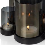 PHILIPPI LICHTERMEER Kandelaar – Windlicht – Waxinelichthouder Glas Grijs Basis Zwart