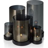 PHILIPPI LICHTERMEER Kandelaar – Windlicht – Waxinelichthouder Glas Grijs Basis Zwart