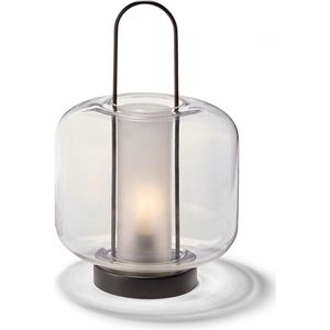Philippi LUCIA Windlicht - LED Warm Wit - Hoog 33 cm - Glas/Metaal - Zwart