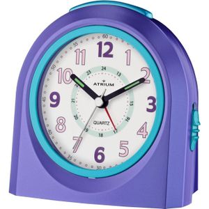 Atrium Kinderwekker analoog kwarts zonder tikken met licht en snooze paars violet turquoise A921-8