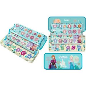 Lip Smacker Frozen Artisan Picnic Travel Beauty Tin, Frozen Makeup Set for Kids with 3-Tier LipGloss, EyeShadows, Makeup Applicators, and Hair Accessories Included