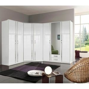 Kledingkast - Wit - Hoogglans - Chroomkleur Grepen - 90 cm Breedte
