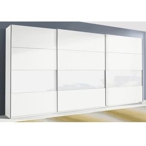 Kledingkast - Wit - Aluminiumkleur Grepen - Linnen-Look Licht