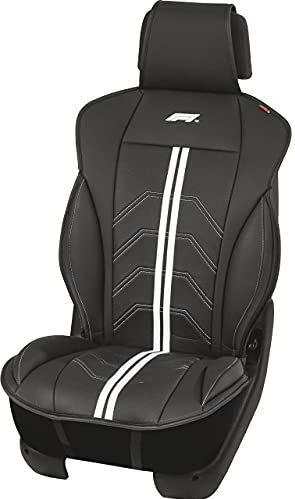 Formula 1 Autositzbezug F1 Auto Sitzauflage Sitzbezug SC160 Schwarz/Weiß, 1-tlg., Einzelsitzbezug, Schonbezug Sitzmatte Autositz Fahrer Vorne Sitzunterlage Sitzaufleger