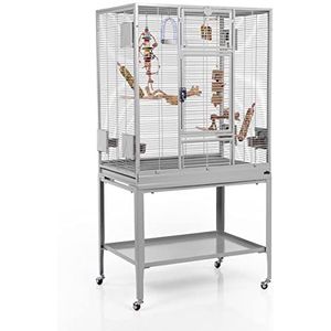 Montana Cages | Premium vogelkooi Madeira Single vogelkooi voor vinken, parkieten, uitbreidbaar, 4 zwenkwielen, 4 roestvrijstalen bakken, AVILON gepoedercoat, Platinum Edition, ca. 86 x 56 x 158 cm